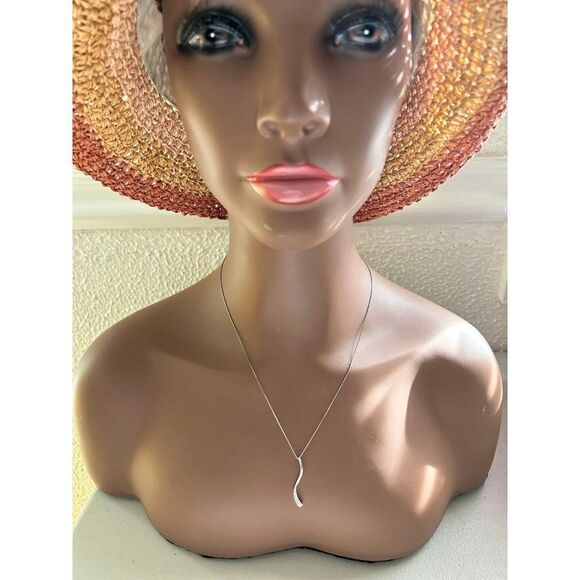 14k/10k Diamond Wavy Pendant Necklace - Picture 9 of 9